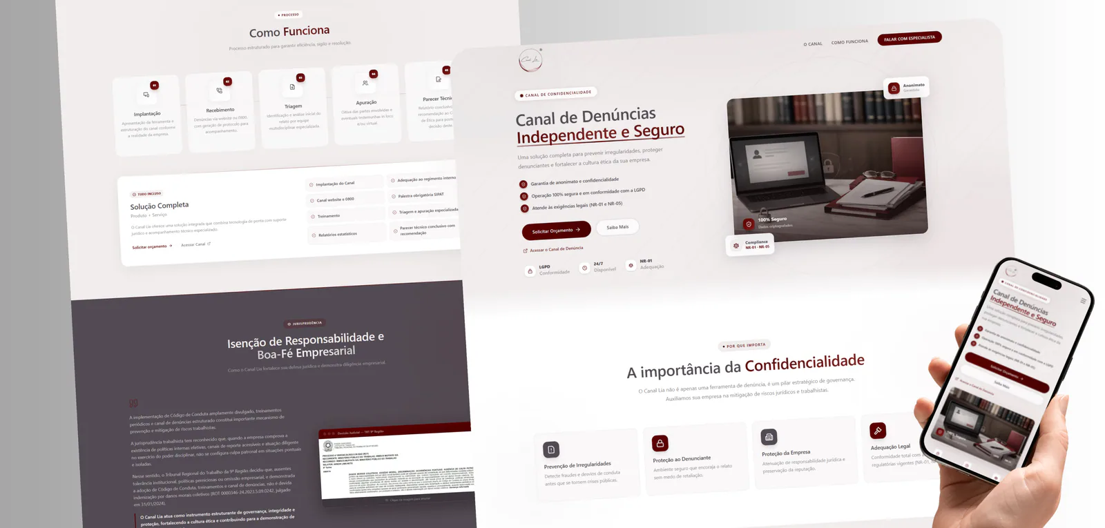 Interface do projeto Canal Lia Denúncias